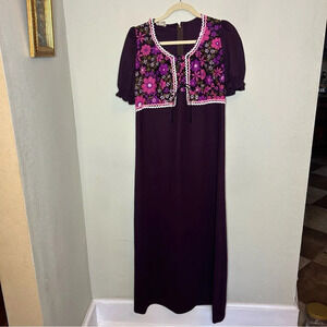 Vintage Purple Vested Dress Size XS